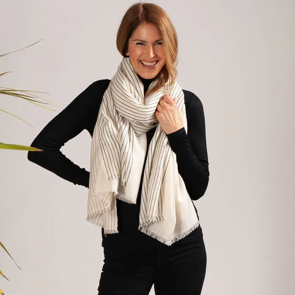Narrow Striped Cashmere Shawl