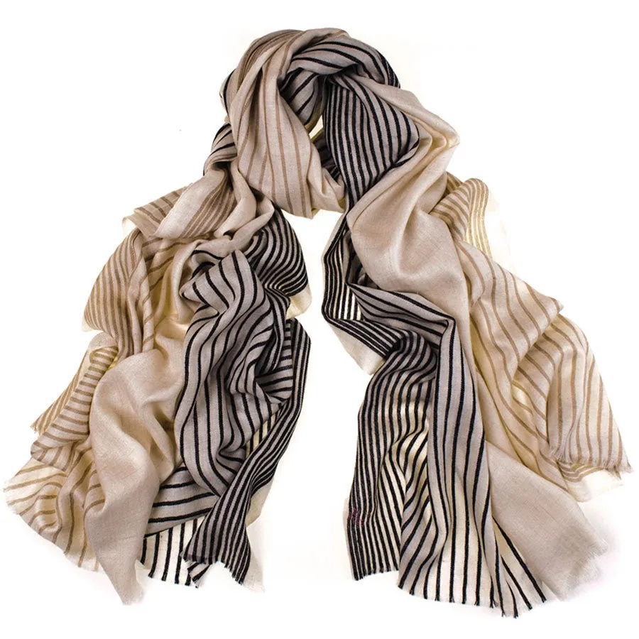 Narrow Striped Cashmere Shawl