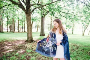 Navy Denim Rose Scarf