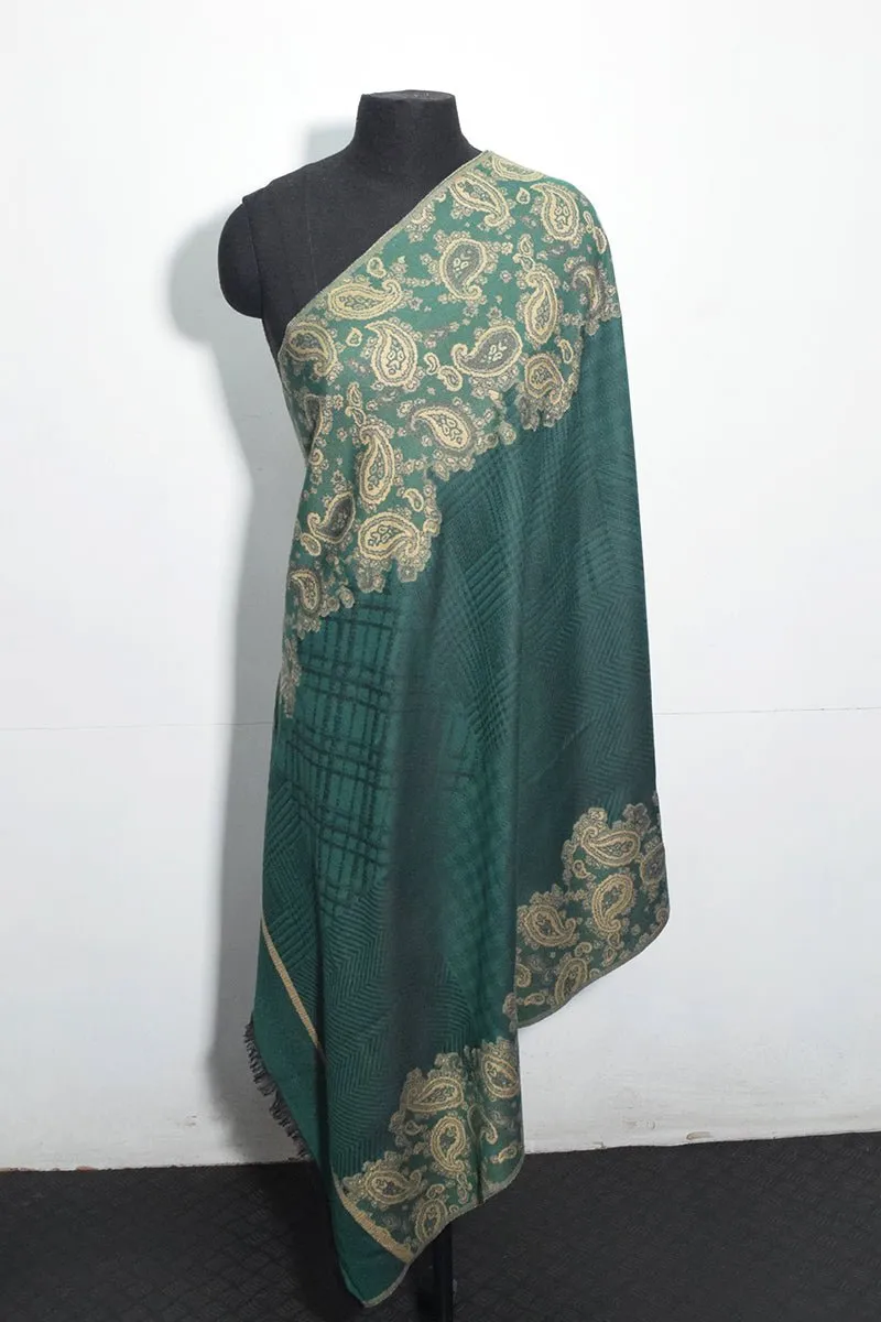 Pashmina Woven Jacquard Shawl Available In Green and Red