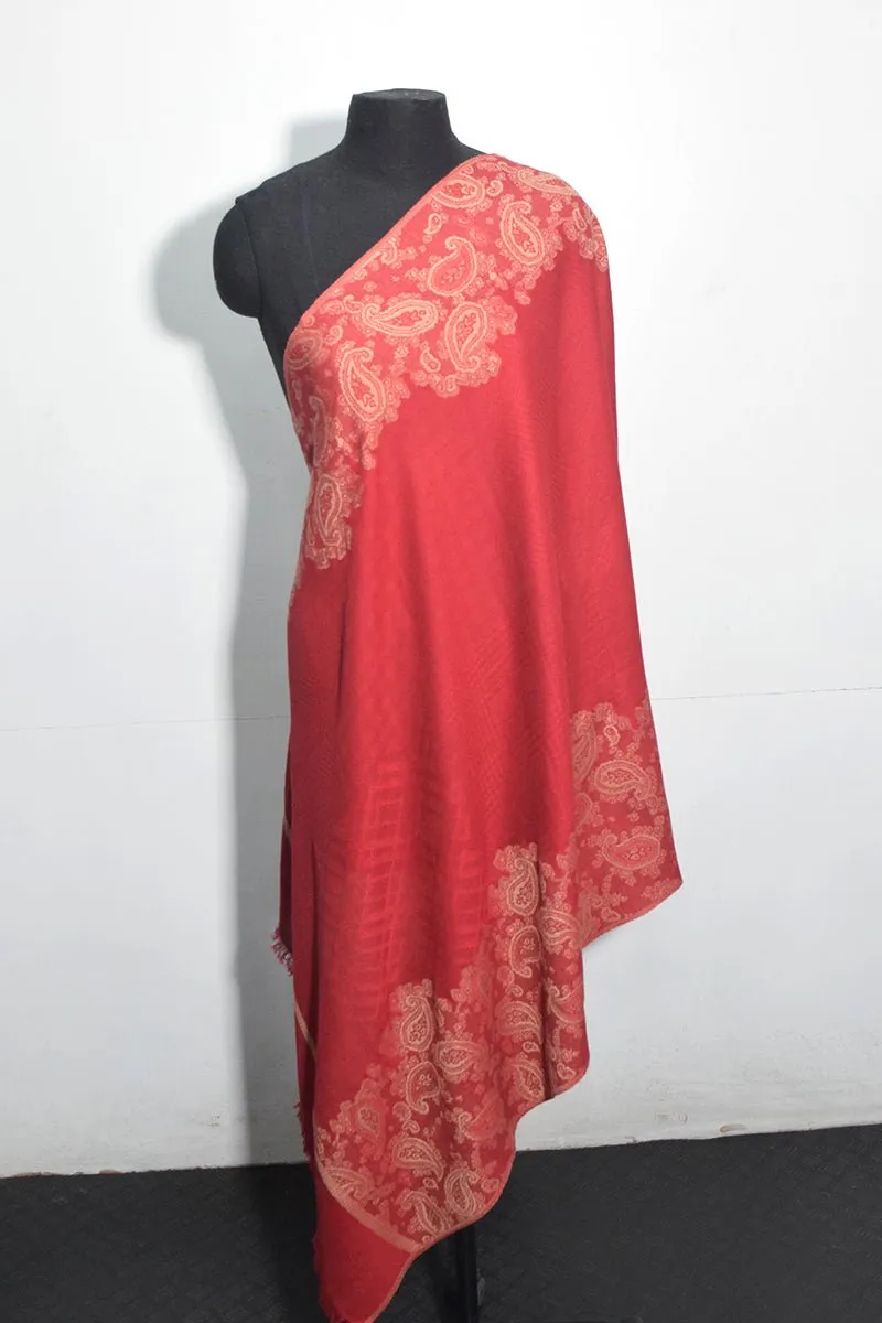 Pashmina Woven Jacquard Shawl Available In Green and Red
