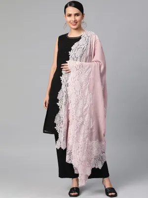 Pastel Pink Shawl adorned with Lace