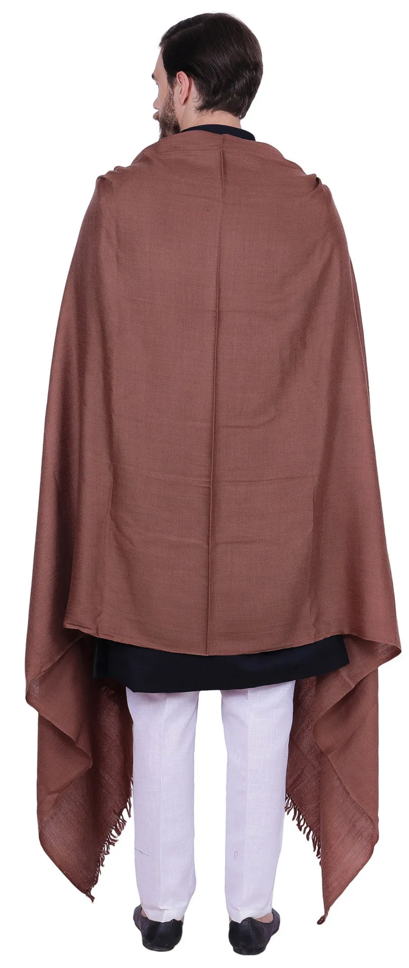 Prayer Shawl Wrap Men Women Pure Wool India Winter Clothing (Brown)