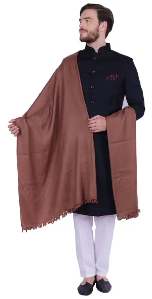Prayer Shawl Wrap Men Women Pure Wool India Winter Clothing (Brown)