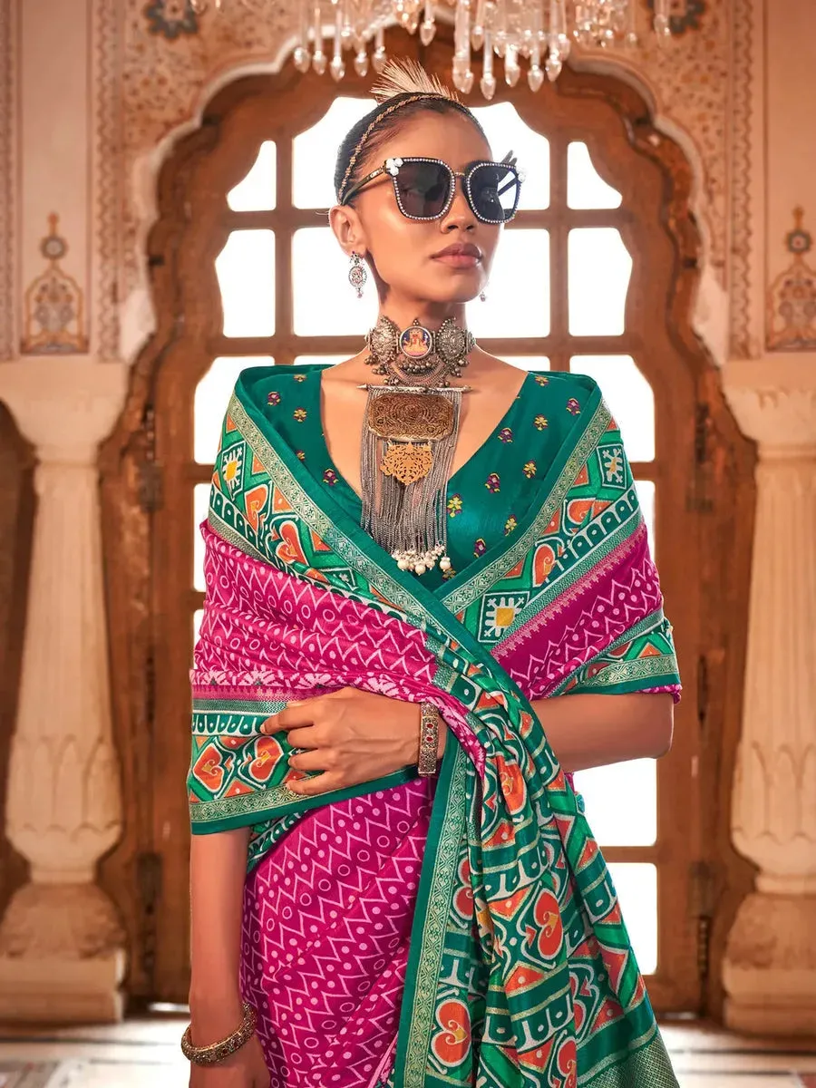 Ravishing Rani Pink Silk Designer Patola Saree