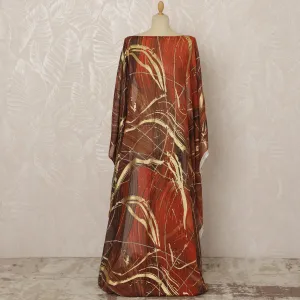 Red and Gold Somali Pure Italian Cotton Voile Dirac Fabric with golden metallic foil, 3.5 Meters, 140 cm Width-D20700
