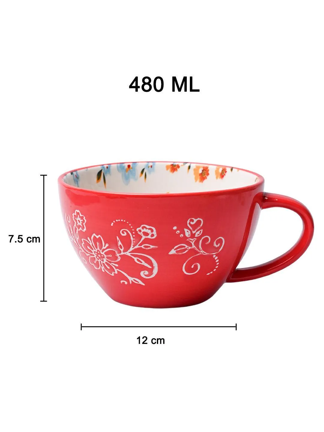 Red Floral 480ml Cup