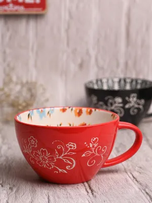 Red Floral 480ml Cup