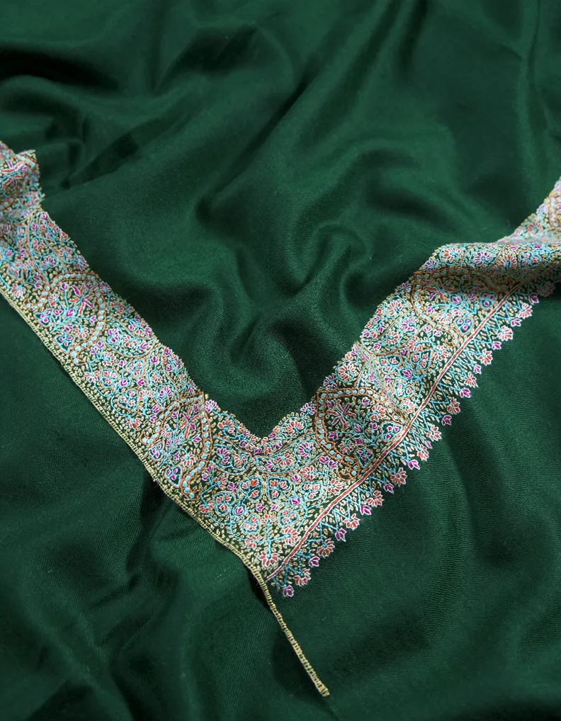 sacramento green embroidery pashmina shawl 8743