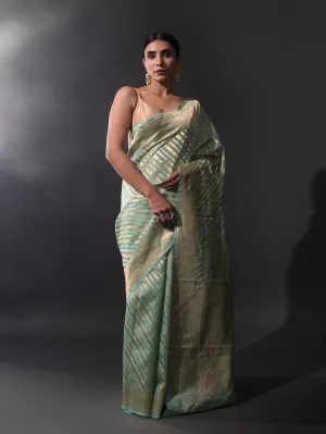 Sea Green Tissue Rangkat Handloom Banarasi Saree