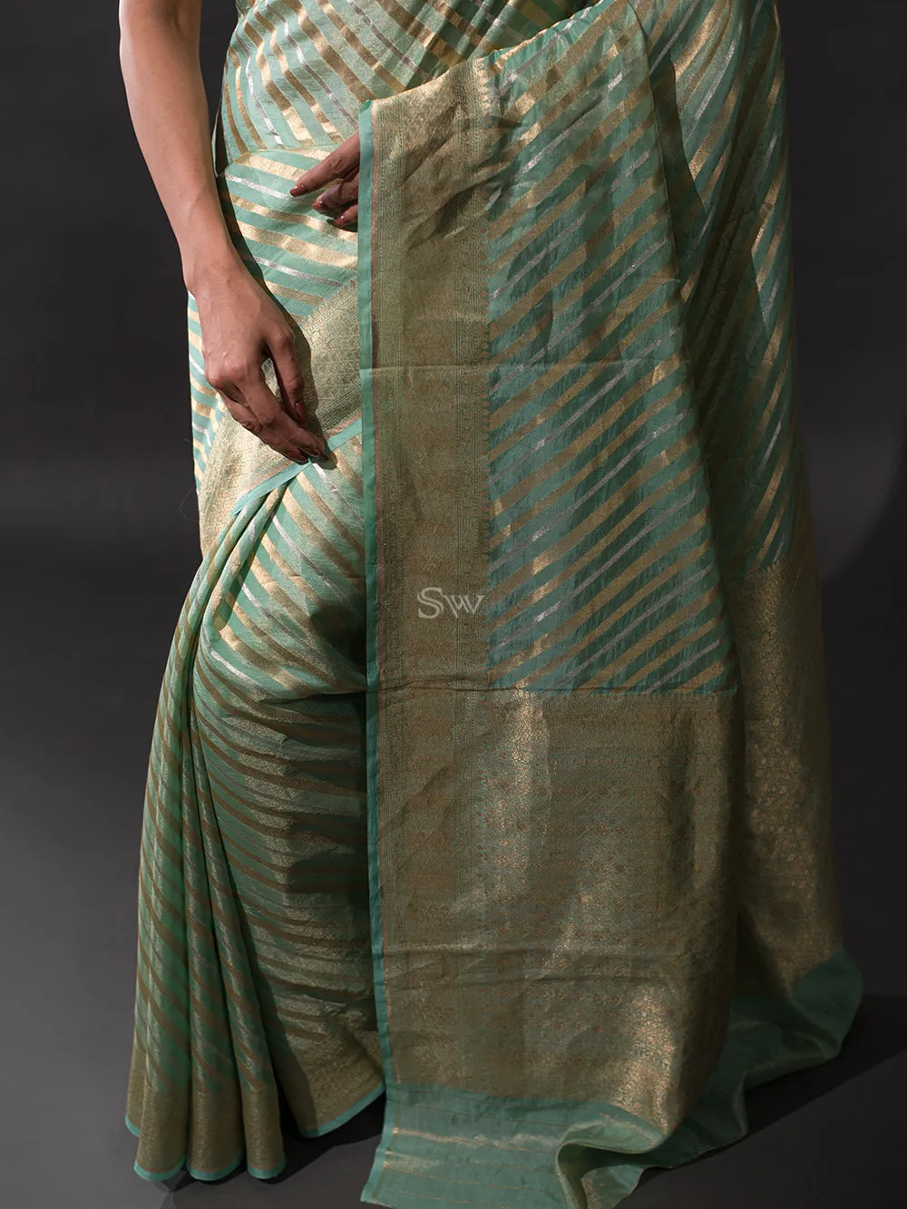 Sea Green Tissue Rangkat Handloom Banarasi Saree