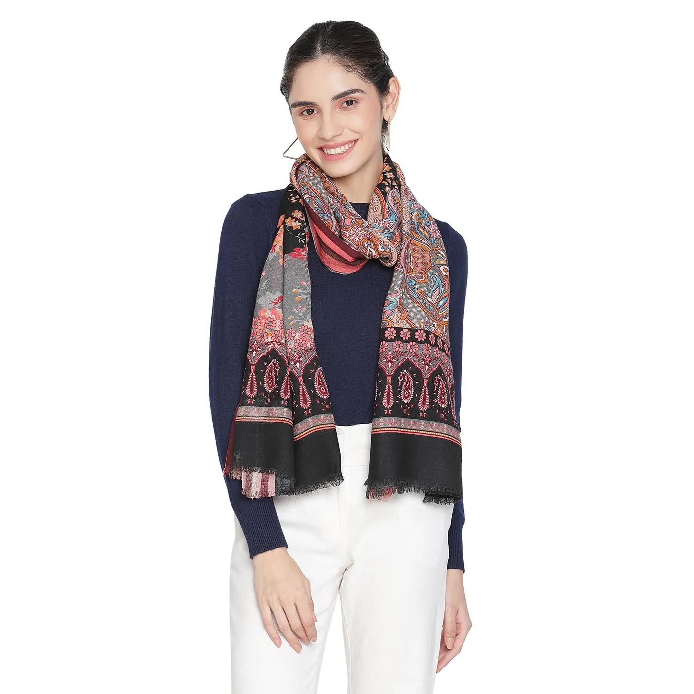 Sharo Wool & Lurex Printed Shawl