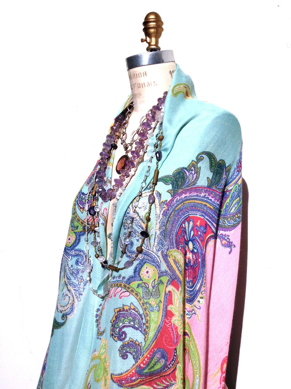 Silk Cashmere Shawl Paisley Extra Large