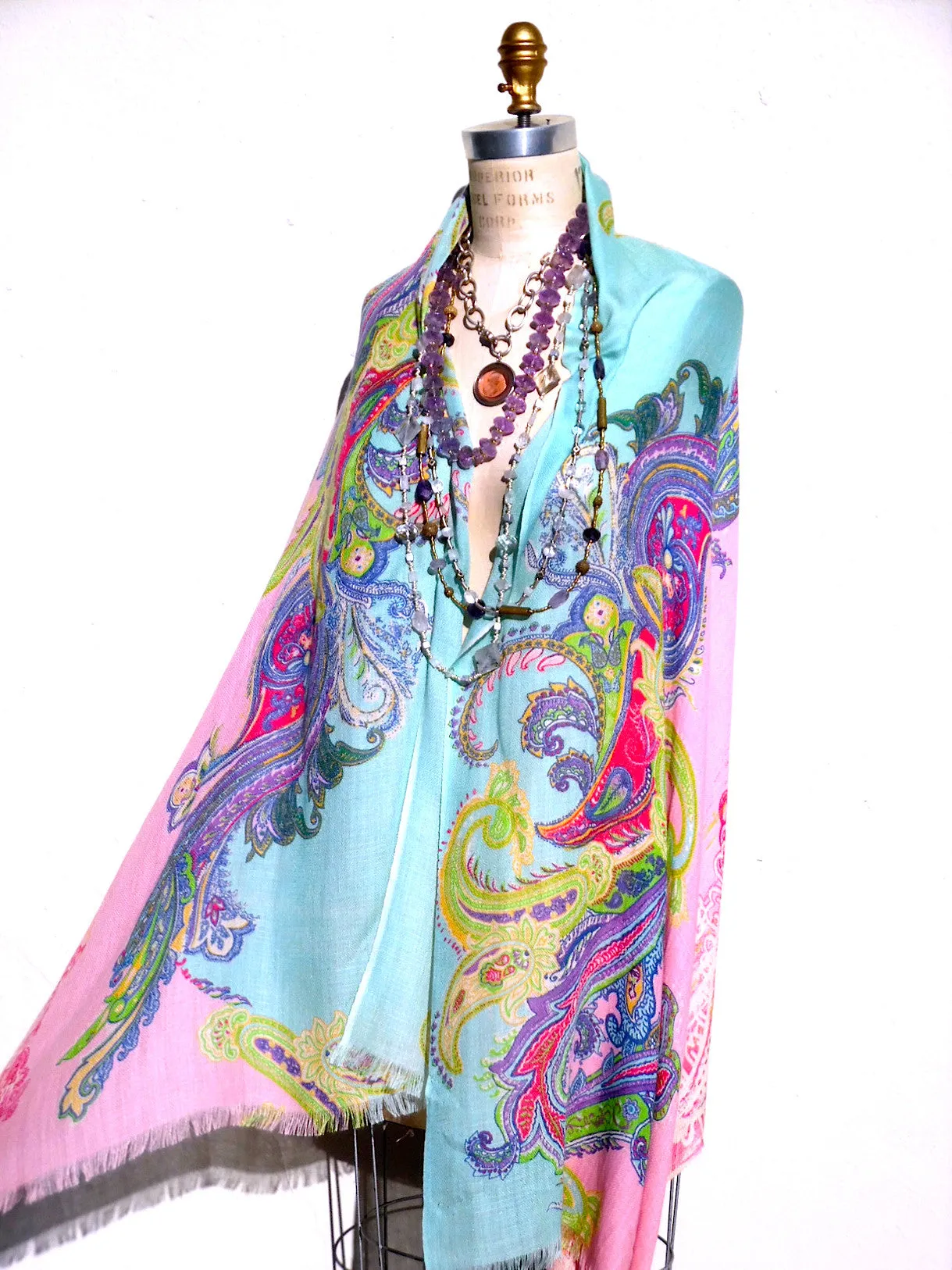 Silk Cashmere Shawl Paisley Extra Large