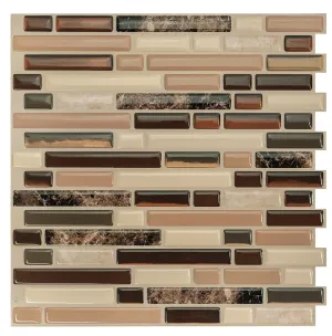 Smart Tiles Mosaik Series SM1034-4 Wall Tile, 10 in L Tile, 10.06 in W Tile, Bellagio Keystone Pattern, Vinyl :PK 4: QUANTITY: 6