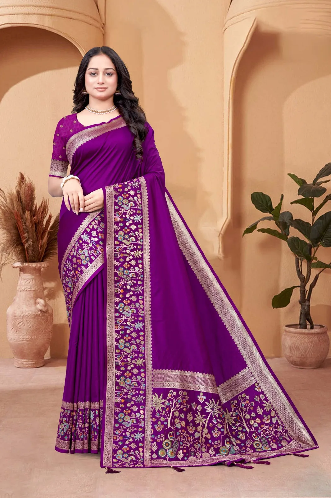 Soft Silk Premium Purple Saree
