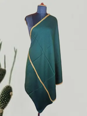 Sozni Tilla Border Shawls | Fine wool | Green