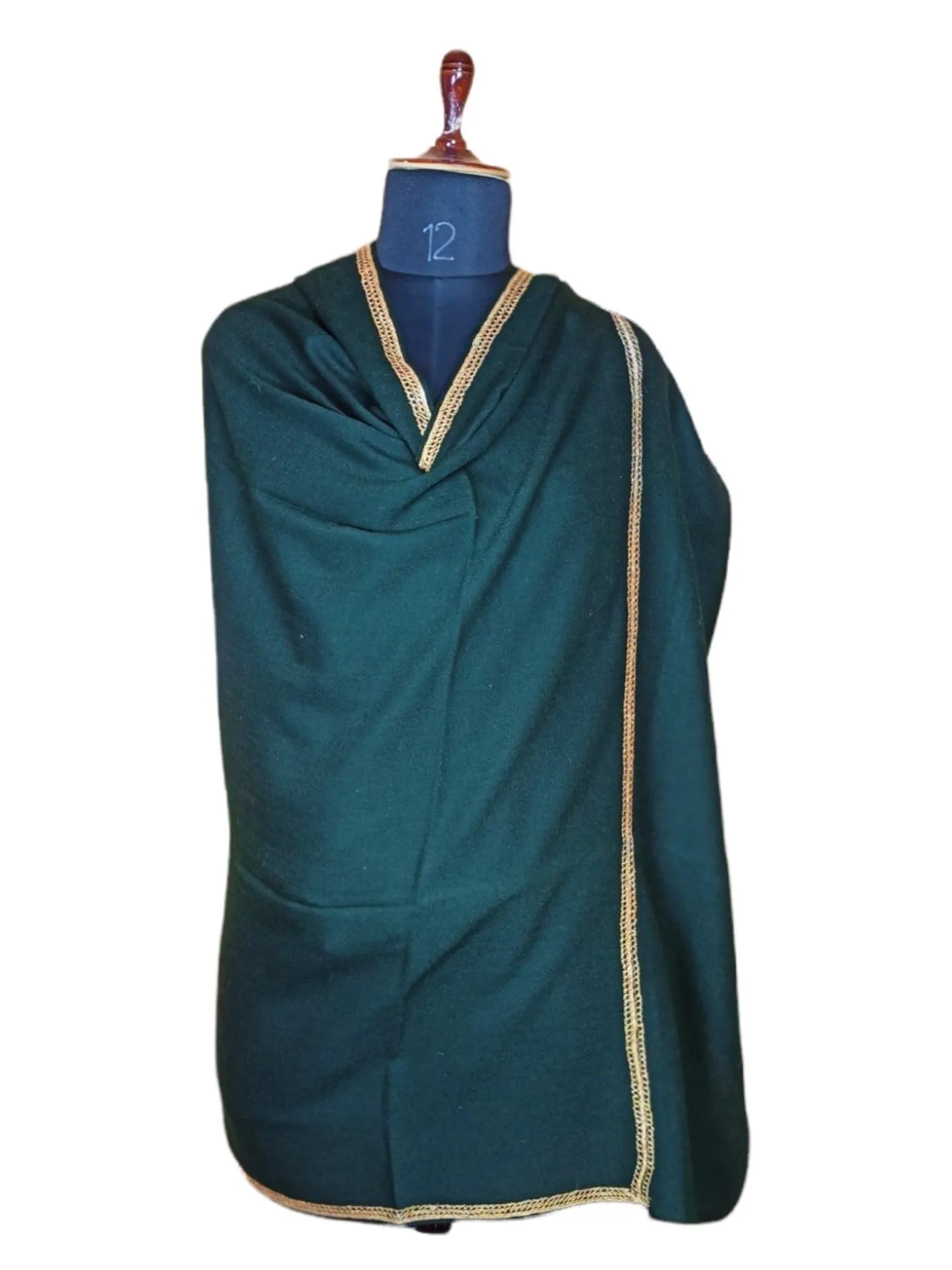 Sozni Tilla Border Shawls | Fine wool | Green