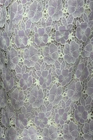 Stylish Purple Crochet Cut Work Embroidered Cotton Crepe