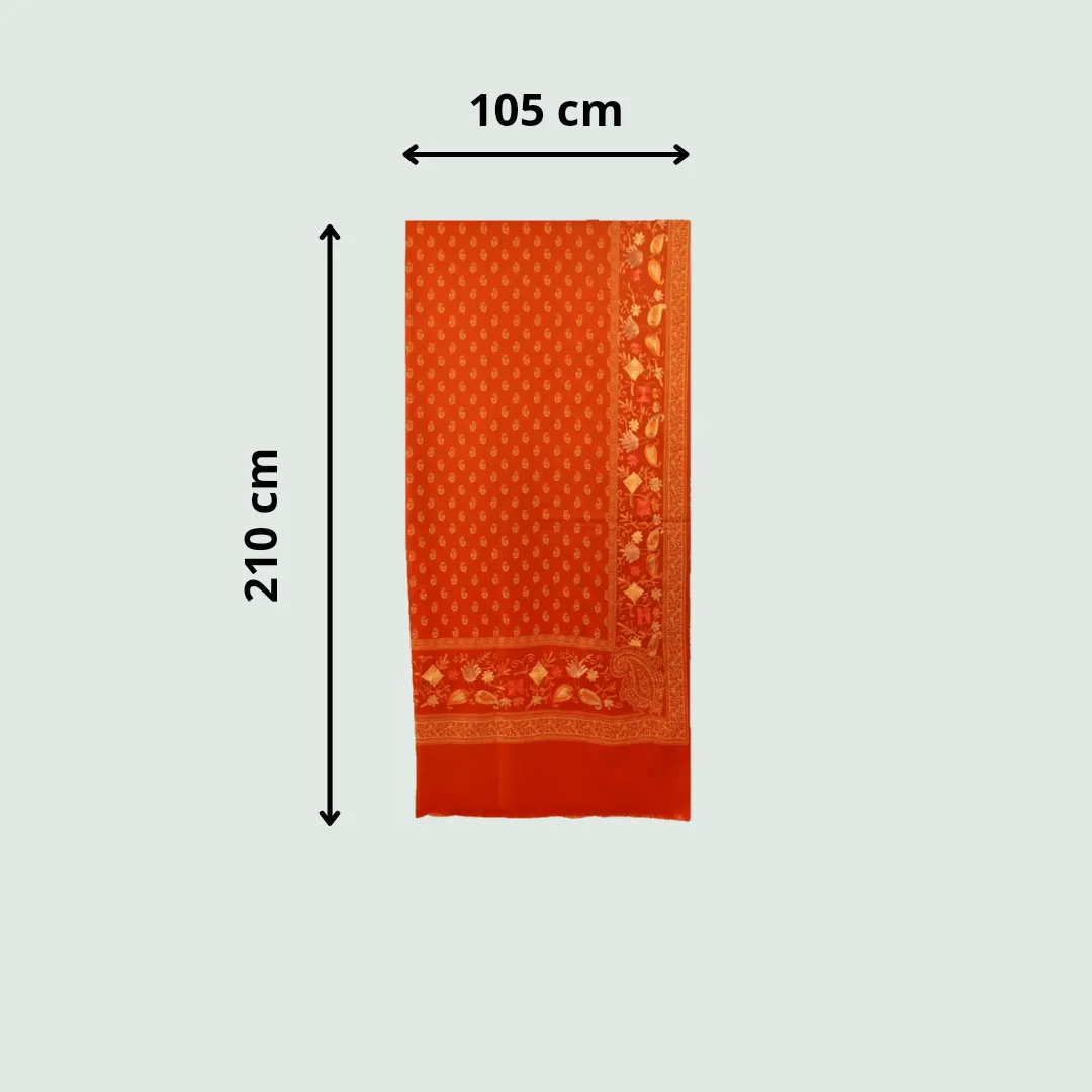 Tangerine Floral Odhani | Stoles & Shawls | 100% Wool