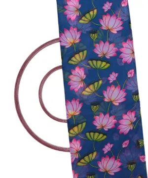 Teal Blue Colour Floral Print Digital Print Chiffon Fabric