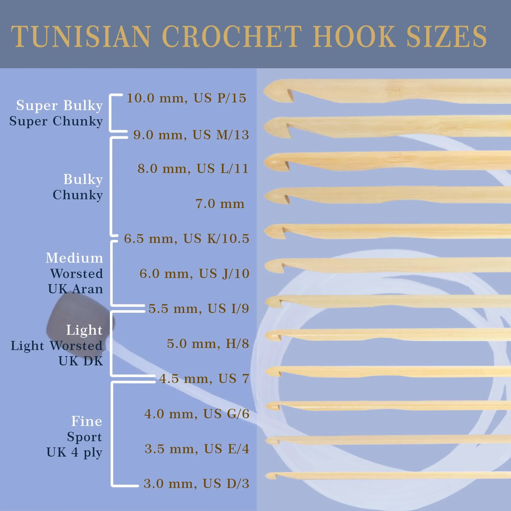 Tunisian Bamboo Crochet Hooks Set