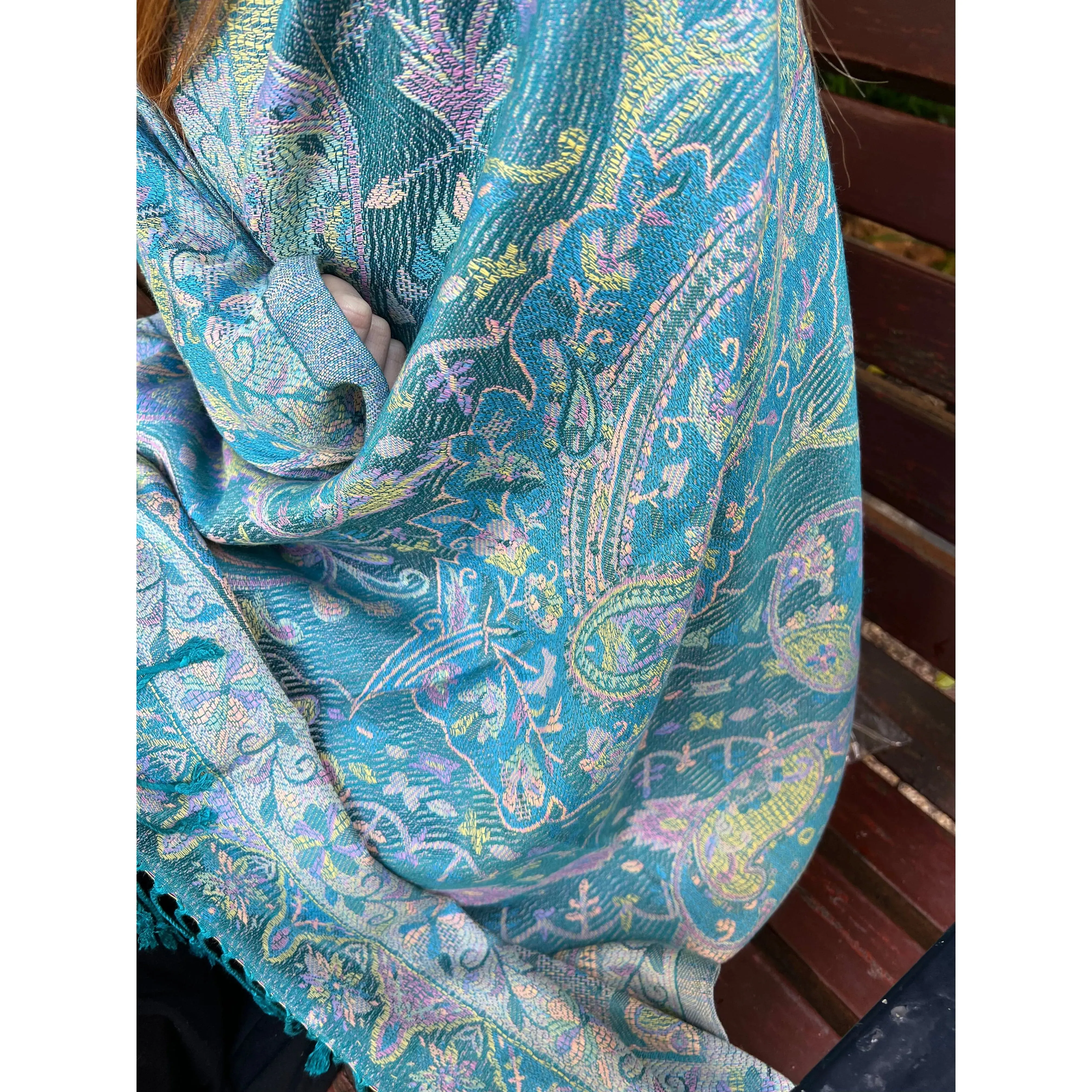 Turquoise Pashmina Shawl - Paisley