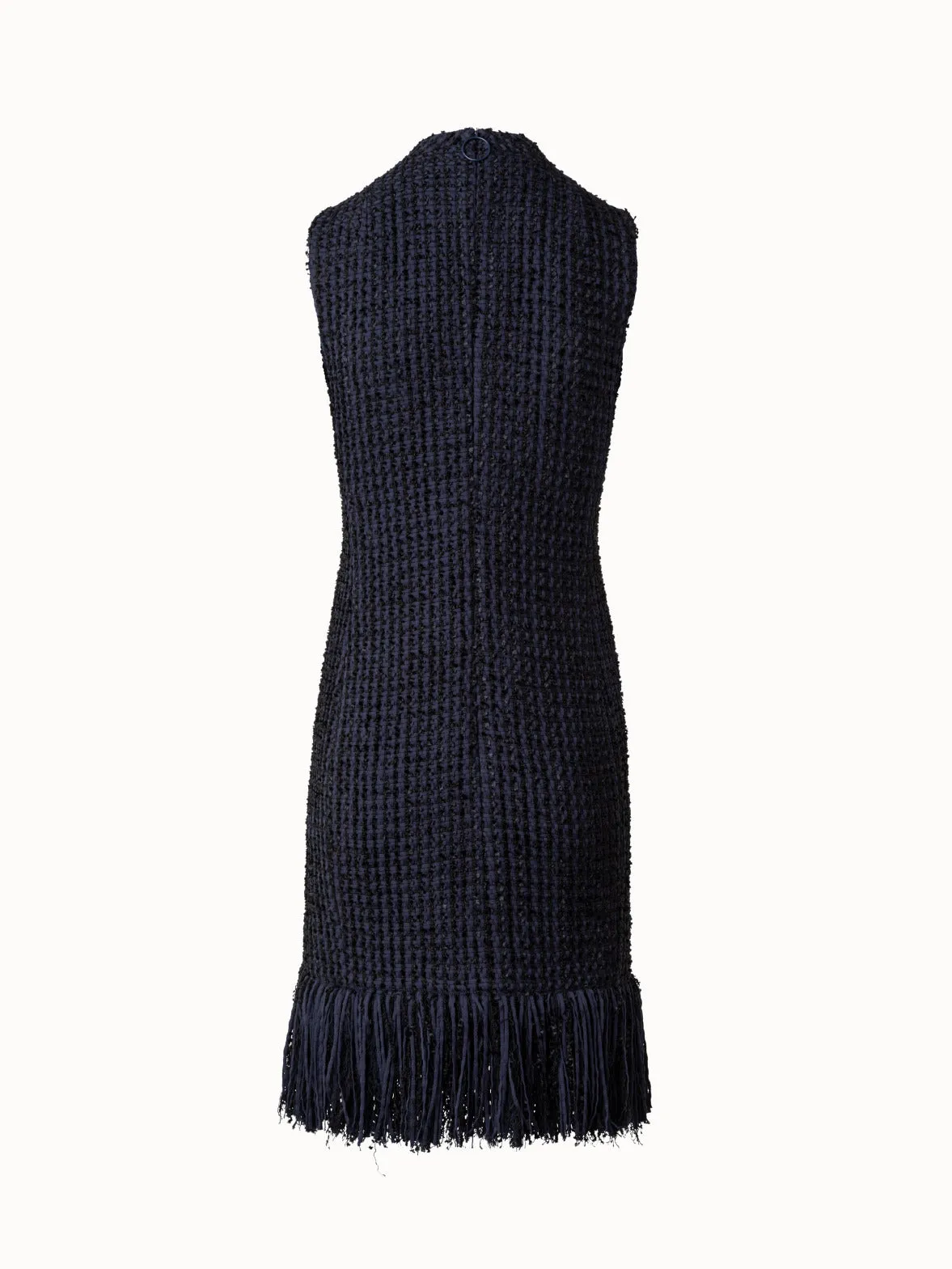 Tweed Sheath Dress with Fringes