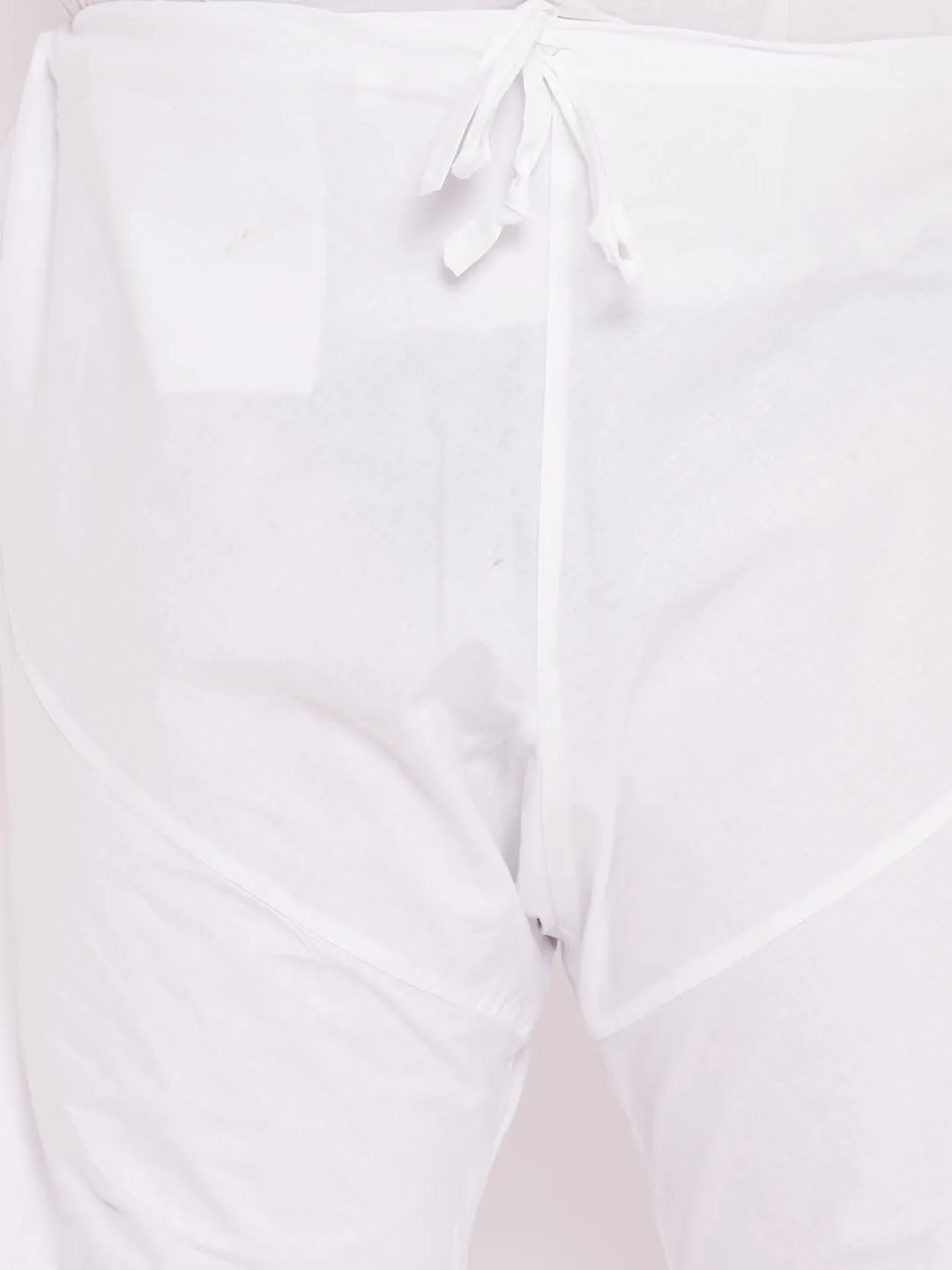 VASTRAMAY Men's Plus Size White Solid Pure Cotton Relaxed-Fit Pyjama