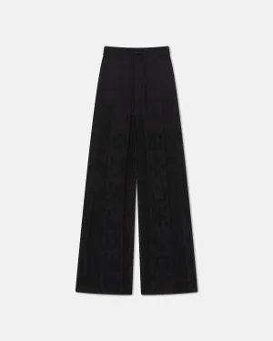 Wardon - Paper Crochet Cropped Wide-Leg Pants - Black