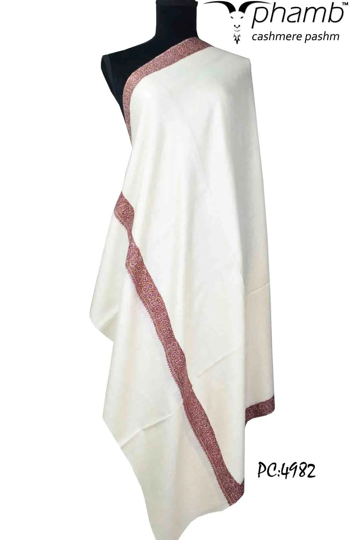 white sozni shawl - 4982