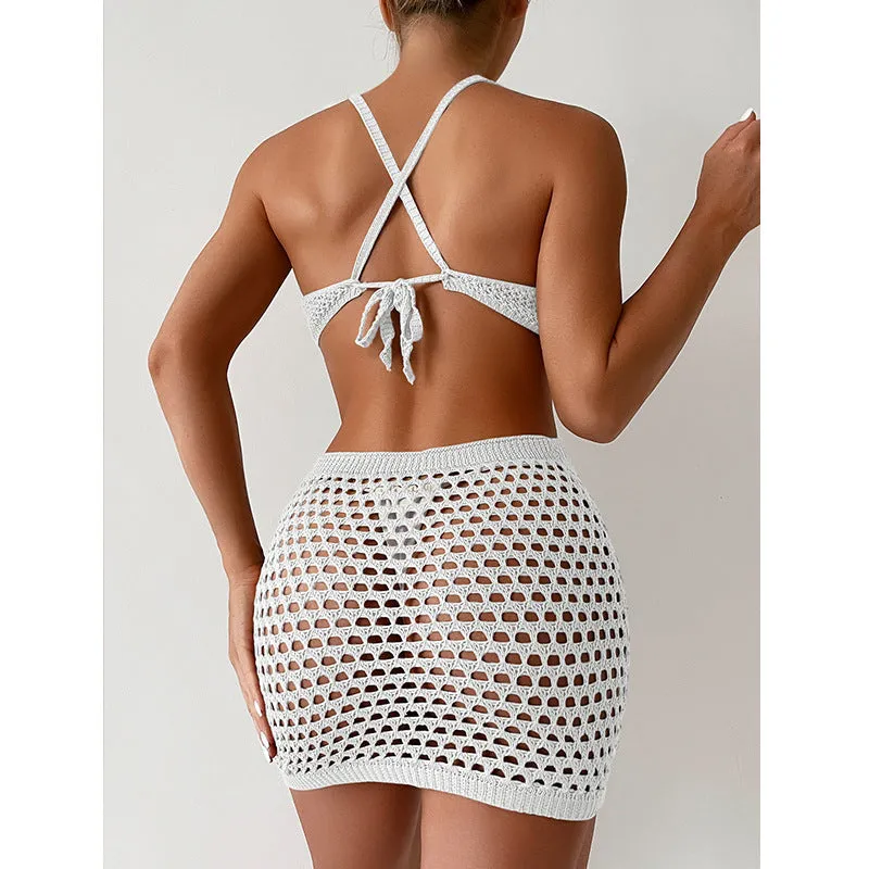 Women's Crochet Cutout Knitted Bikini Cover-up (3 Colors)