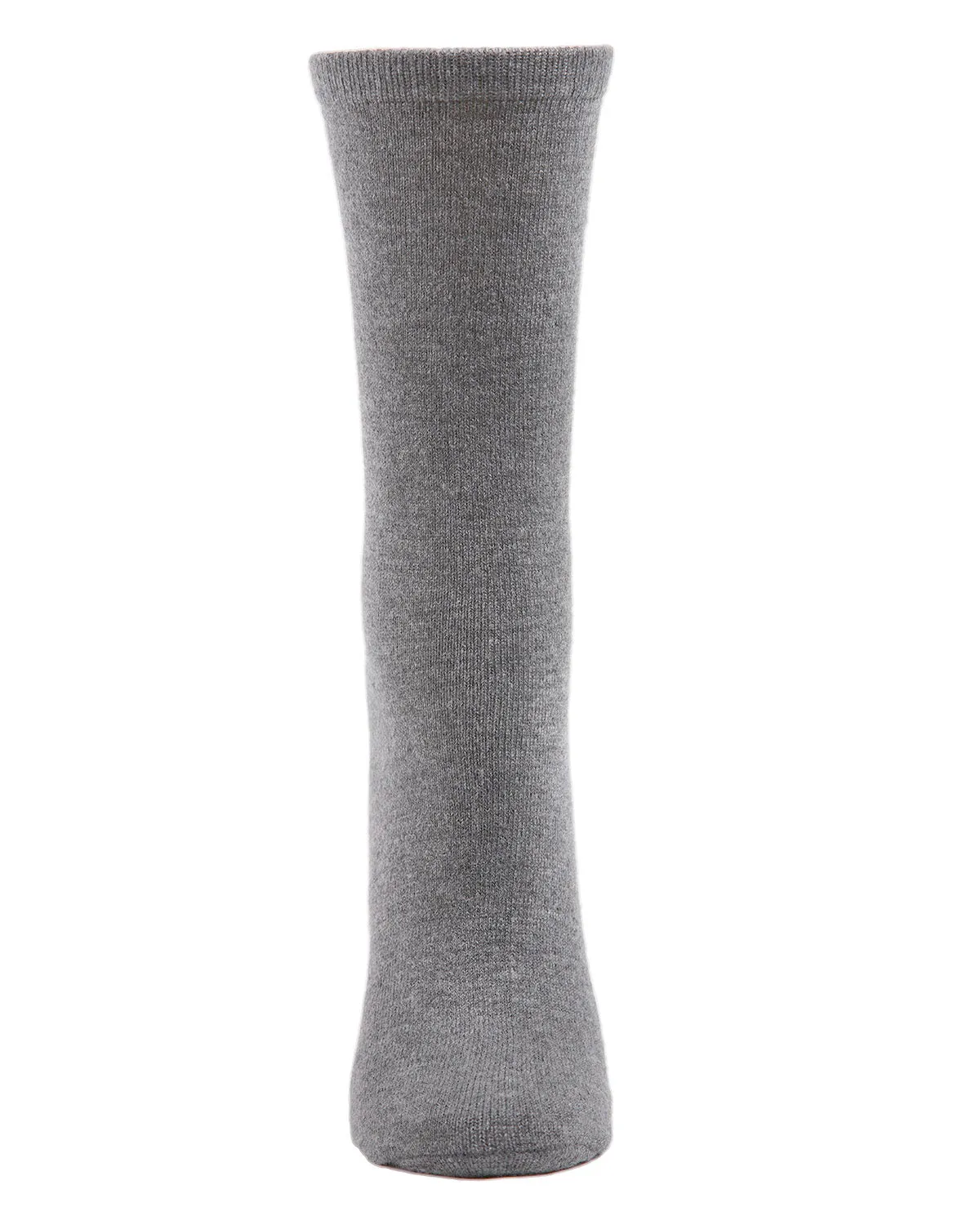 Women's Solid Soft Flat Knit Cashmere Blend Crew Sock