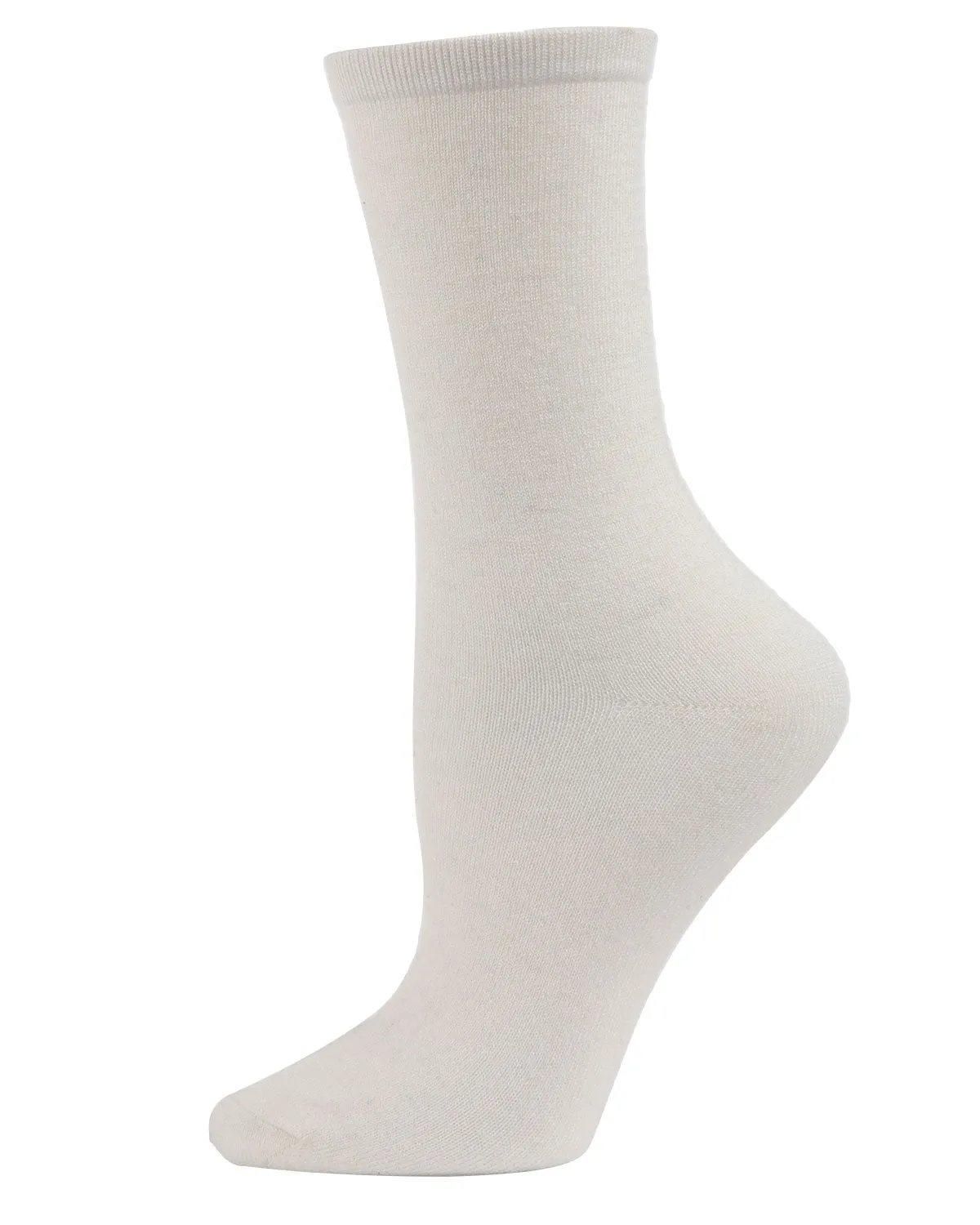Women's Solid Soft Flat Knit Cashmere Blend Crew Sock