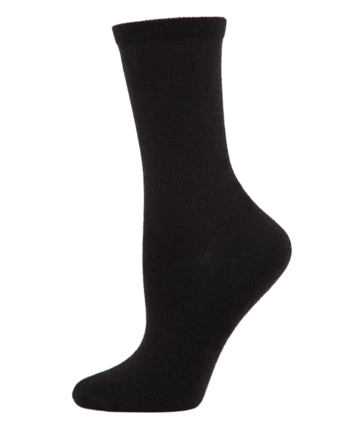 Women's Solid Soft Flat Knit Cashmere Blend Crew Sock