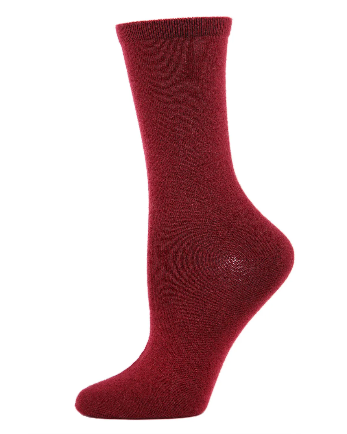 Women's Solid Soft Flat Knit Cashmere Blend Crew Sock