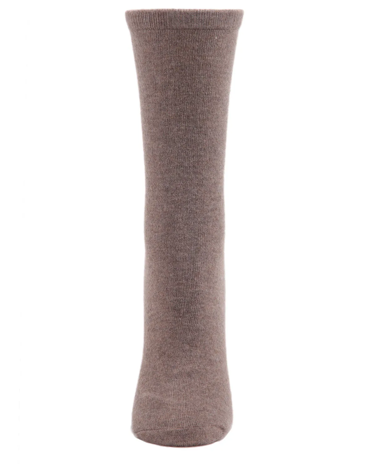 Women's Solid Soft Flat Knit Cashmere Blend Crew Sock
