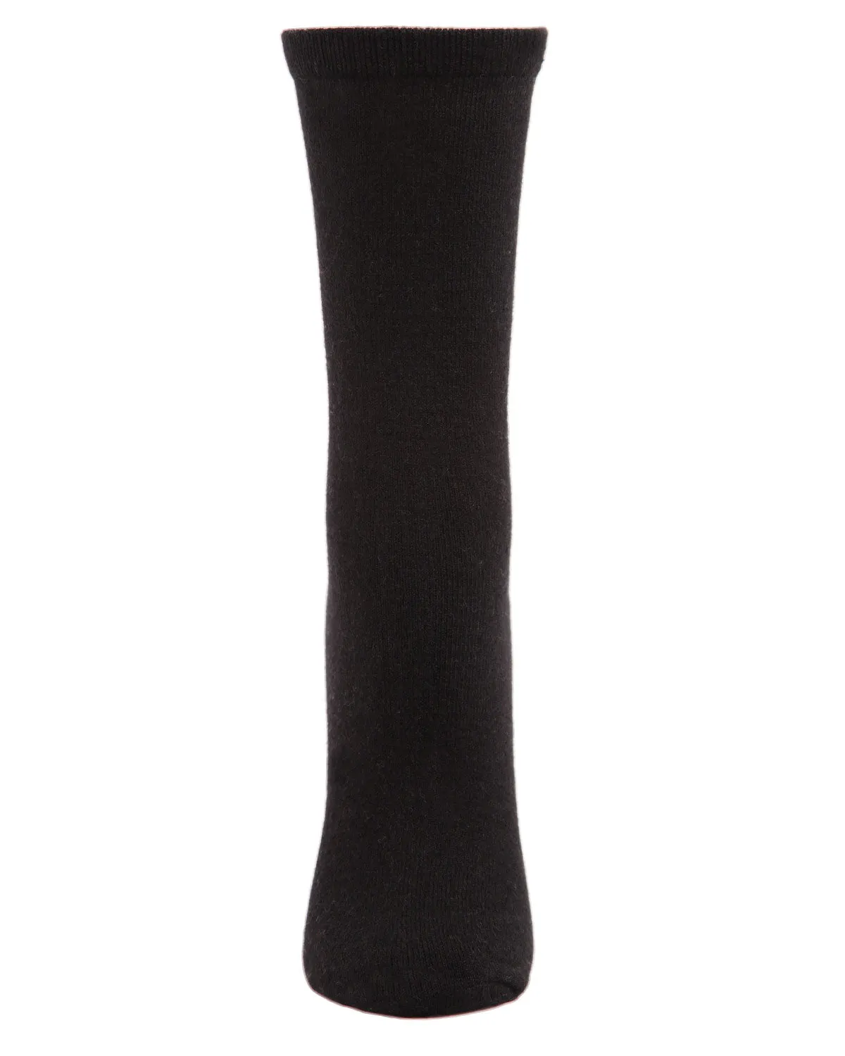 Women's Solid Soft Flat Knit Cashmere Blend Crew Sock