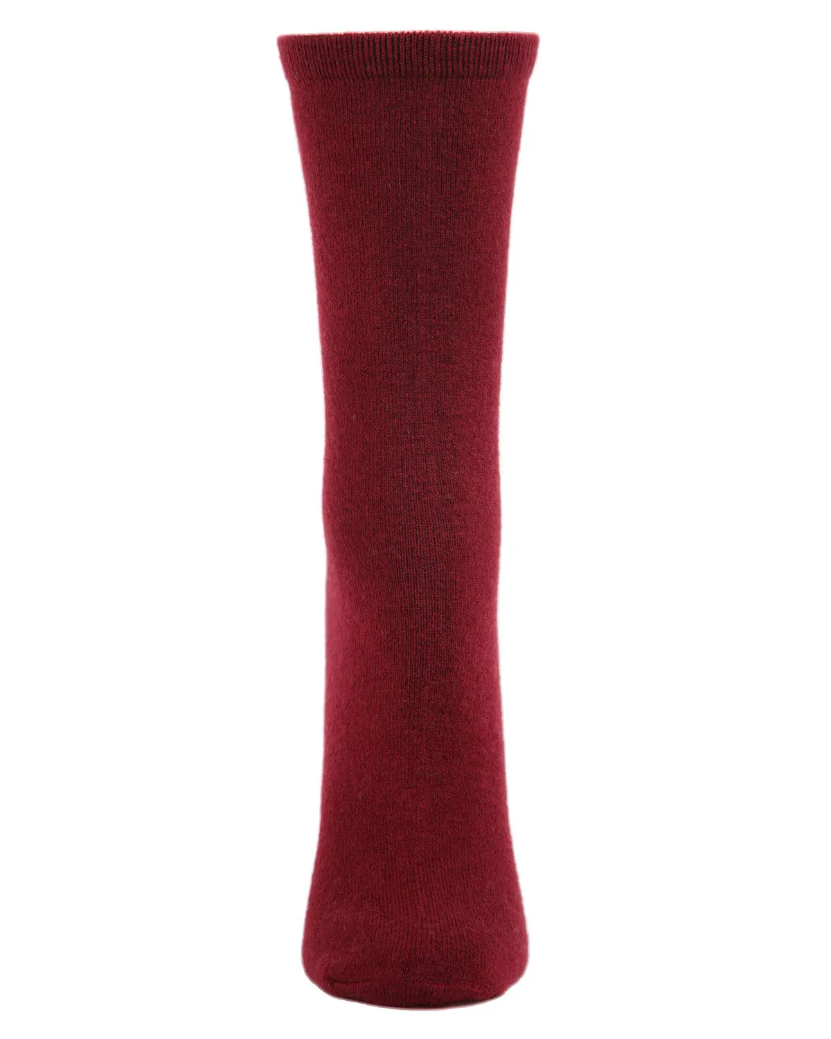 Women's Solid Soft Flat Knit Cashmere Blend Crew Sock