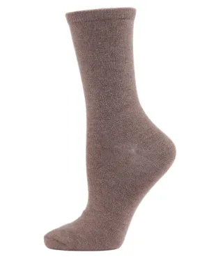 Women's Solid Soft Flat Knit Cashmere Blend Crew Sock